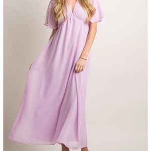 Pinkblush Lavender Chiffon Maxi Dress Bell Sleeves